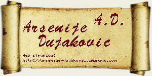 Arsenije Dujaković vizit kartica